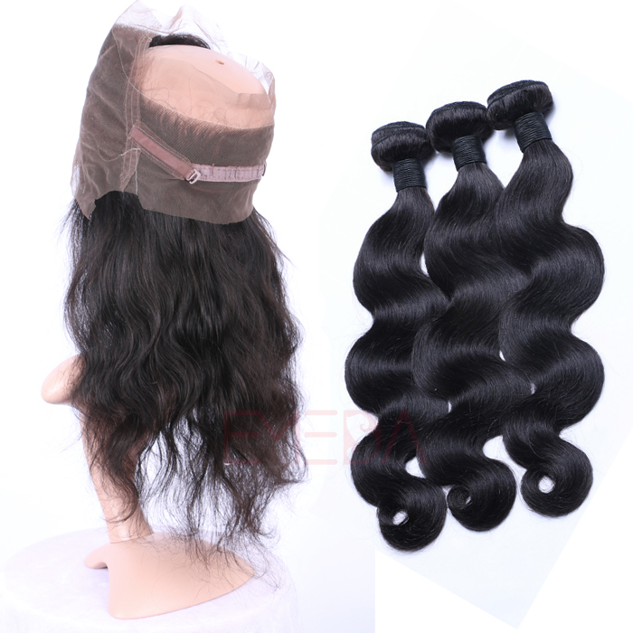 EMEDA Brazilian Hair body wave 360 Lace frontal with baby hair 360 Lace Virgin Hair Pre Plucked Lace Frontals HW026